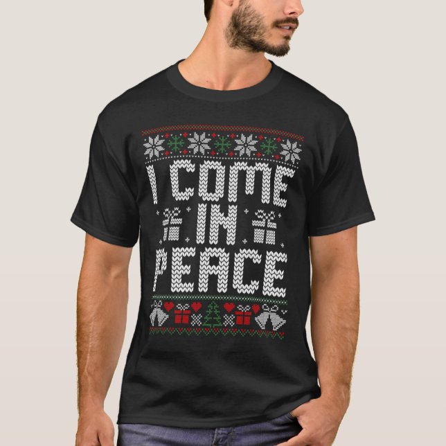 Couple Matching Peace I Come In Peace Ugly Sweater (Front)