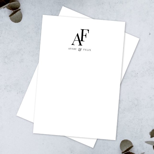 Couple Monogram Black and White Elegant Simple Card (Creator Uploaded)