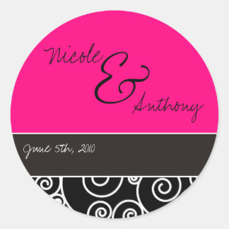couple monogram classic round sticker