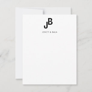 Couple Monogram Elegant Black and White Design Card