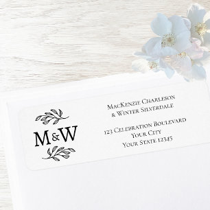 Couple Monogram Elegant Wedding Return Address Label
