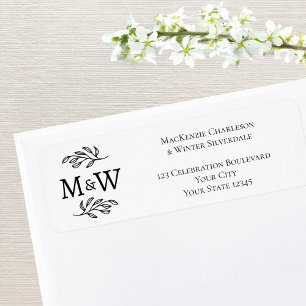 Couple Monogram Elegant Wedding Return Address Label