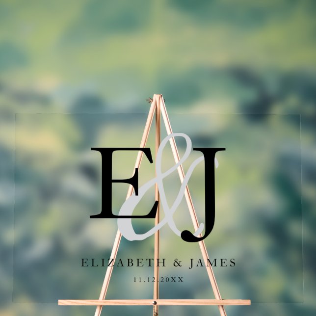 Couple Monogram Initials Elegant Wedding Sign (Neutral)