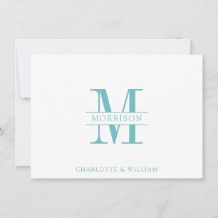 Couple Monogram Minimalist Blue Green White Card