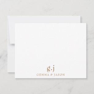 Couple Monogram Minimalist Classic Gold White  Card