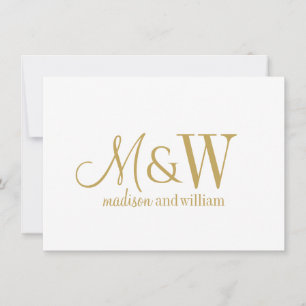 Couple Monogram Minimalist Gold Script & Serif Card