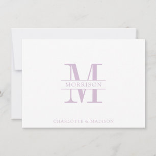 Couple Monogram Minimalist Lavender White Card