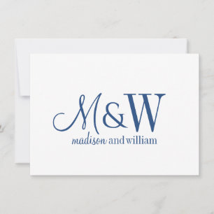 Couple Monogram Minimalist Navy Script & Serif Card