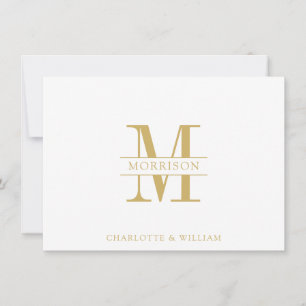 Couple Monogram Minimalist Simple Gold And White Card