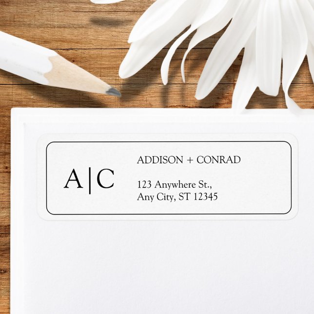 Couple Monogram Minimalist White Return Address Label (Creator Uploaded)
