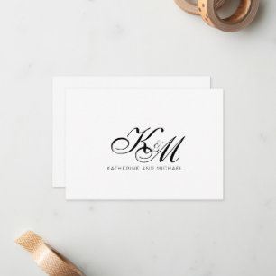 Couple Monogram Script Initials Name  Card