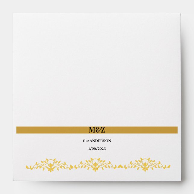Couple Monogram wedding date decorative boarder Envelope (Front)