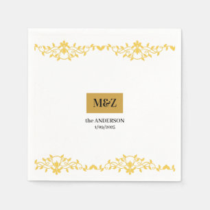 Couple Monogram wedding date decorative boarder Napkin