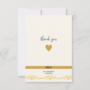 Couple Monogram wedding date decorative boarder Thank You Card