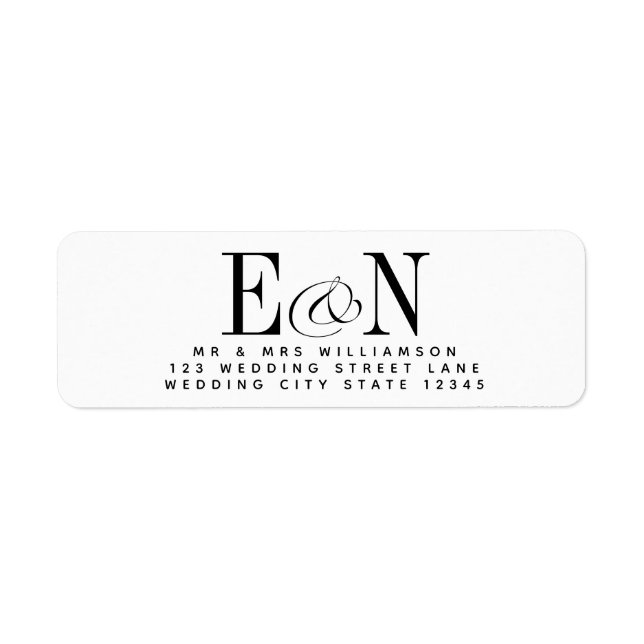 Couple Monogram Wedding Return Address Return Address Label (Front)