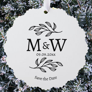 Couple Monogram Wedding Save the Date Botanical Tree Decoration Card