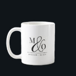Couple Monogrammed Wedding  Coffee Mug<br><div class="desc">Modern Minimalist Monogram wedding mug for newlyweds. Wedding keepsake. Initials and names.</div>