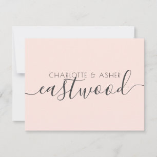 Couple Name Blush Pink Wedding Monogram Note Card