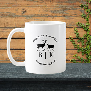 Couple Name Deer Monogram Rustic Country Wedding Coffee Mug