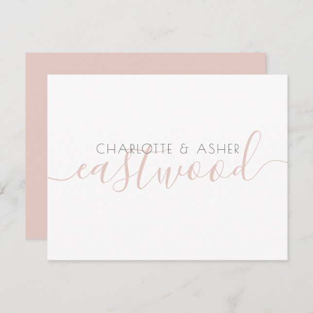 Couple Name Dusty Pink Monogram Note Card (Front/Back)
