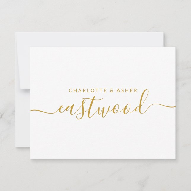 Couple Name Gold Monogram Note Card (Front)