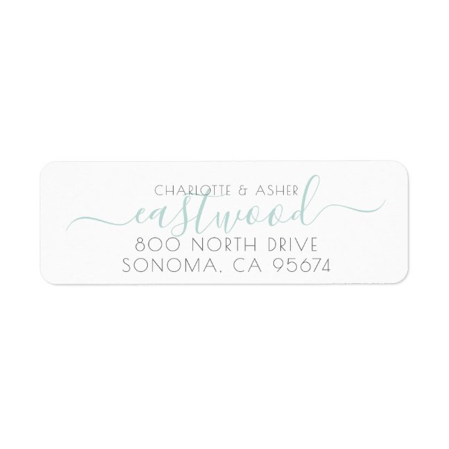 Couple Name Green Wedding Monogram Return Address Label (Front)