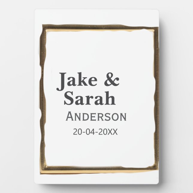 Couple name grey golden frame border wedding date  (Front)