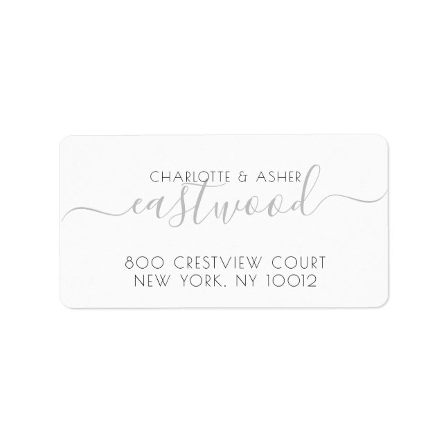 Couple Name Grey Wedding Monogram Return Address  Label (Front)