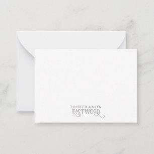 Couple Name Grey White Note Card