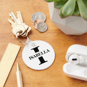 Couple Name Inside Initial Monogram Design Key Ring