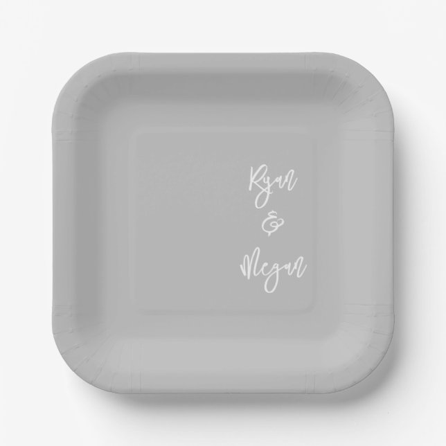 Couple NAME & NAME Engagement Wedding Celebration Paper Plate (Front)