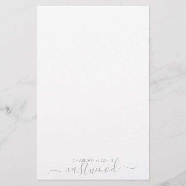 Couple Name Newlyweds Name Stationery (Front)