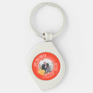 Couple Name Photo Modern Cool Valentines Day Key Ring
