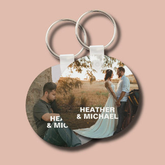 Couple Name Romantic 2 Photo Key Ring