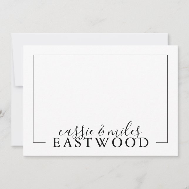 Couple Name Script Serif Wedding Note Cards (Front)