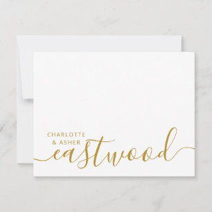 Couple Name Wedding Gold Monogram Note Card