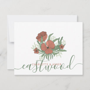 Couple Name Wedding Monogram Floral Card