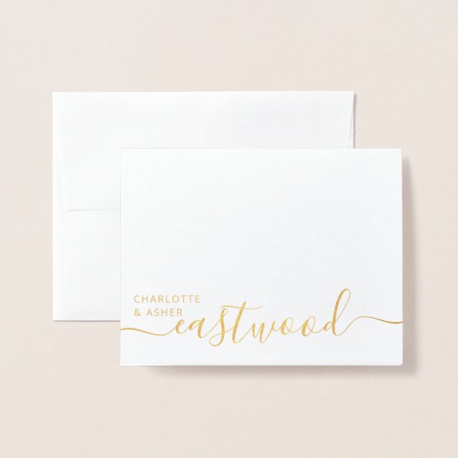 Couple Name Wedding Monogram Gold Foil Card (Front With Envelope)