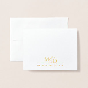 Couple Name Wedding Monogram Gold  Foil Card