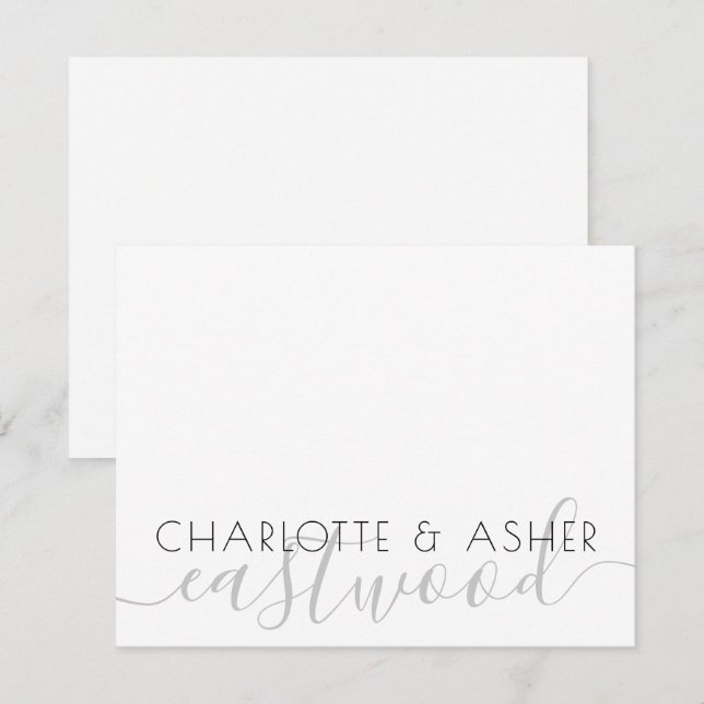Couple Name Wedding Monogram Note Card (Front/Back)