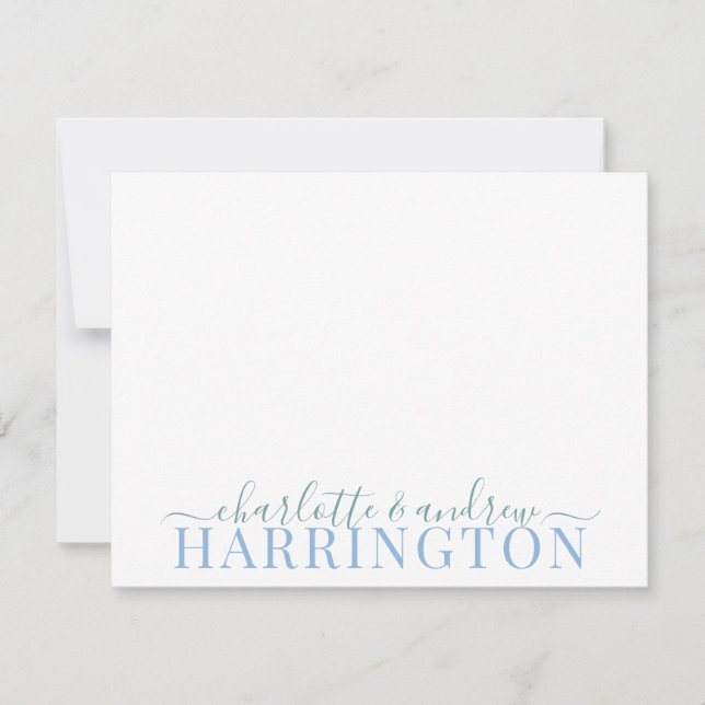 Couple Name Wedding Monogram Pastel Blue And Green Card (Front)