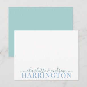 Couple Name Wedding Monogram Pastel Blue And Green Card