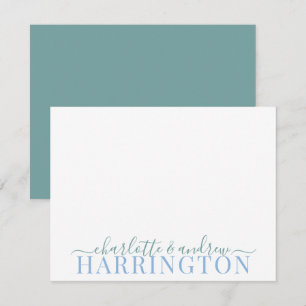 Couple Name Wedding Monogram Pastel Blue And Green Card
