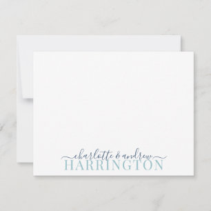 Couple Name Wedding Monogram Pastel Blue And Navy Card