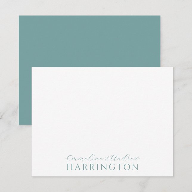 Couple Name Wedding Monogram Pastel Blue Green Card (Front/Back)