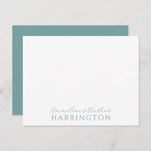 Couple Name Wedding Monogram Pastel Blue Green Card