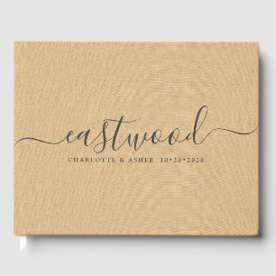 Couple Name Wedding Monogram Peach Cream Guest Book