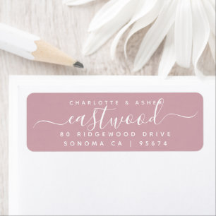 Couple Name White On Dusty Pink Return Address Label