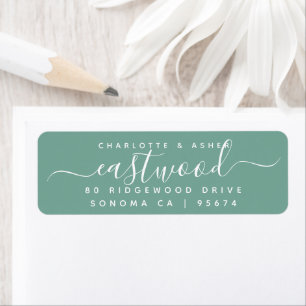 Couple Name White On Green Return Address Label