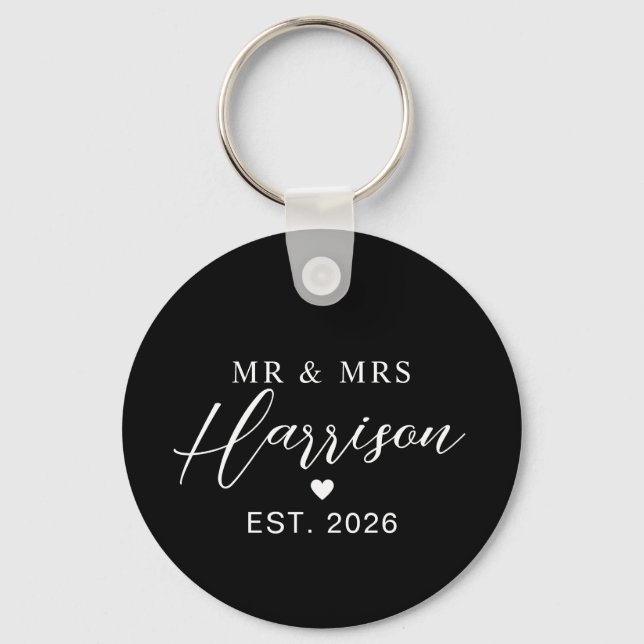 Couple Name With Date | Custom Wedding Gifts Key Ring (Front)